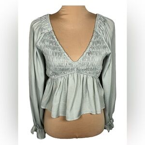She‎ + Sky Mint Green Smocked Crop Top NWT Medium